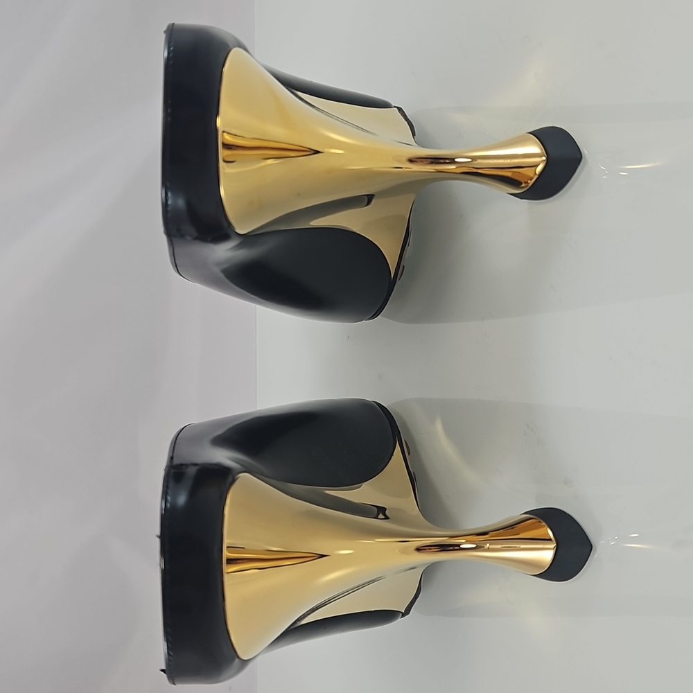 NEW! Bottega Veneta Black and Gold Rocket Heel Mules Size 7 - Picture 10 of 16